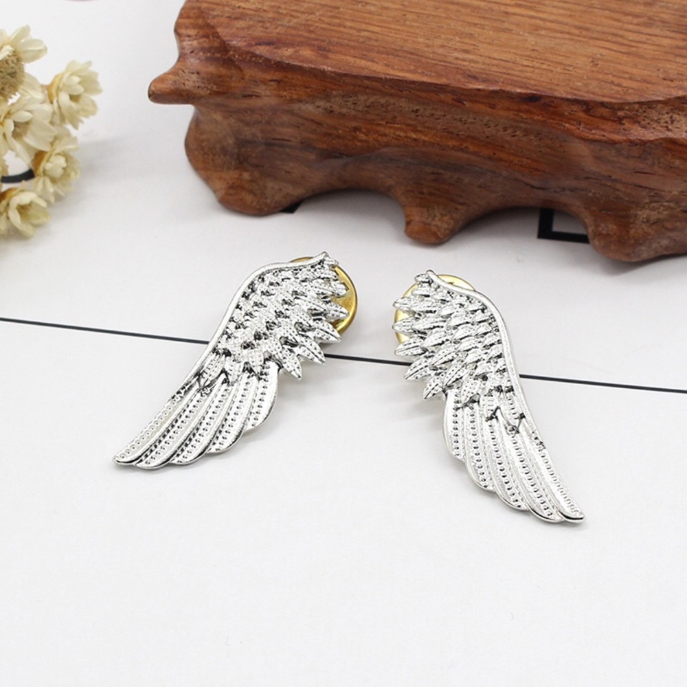 Angel Wings Feather Shirt Collar Suit Pin Brooch - Picture 5 of 14